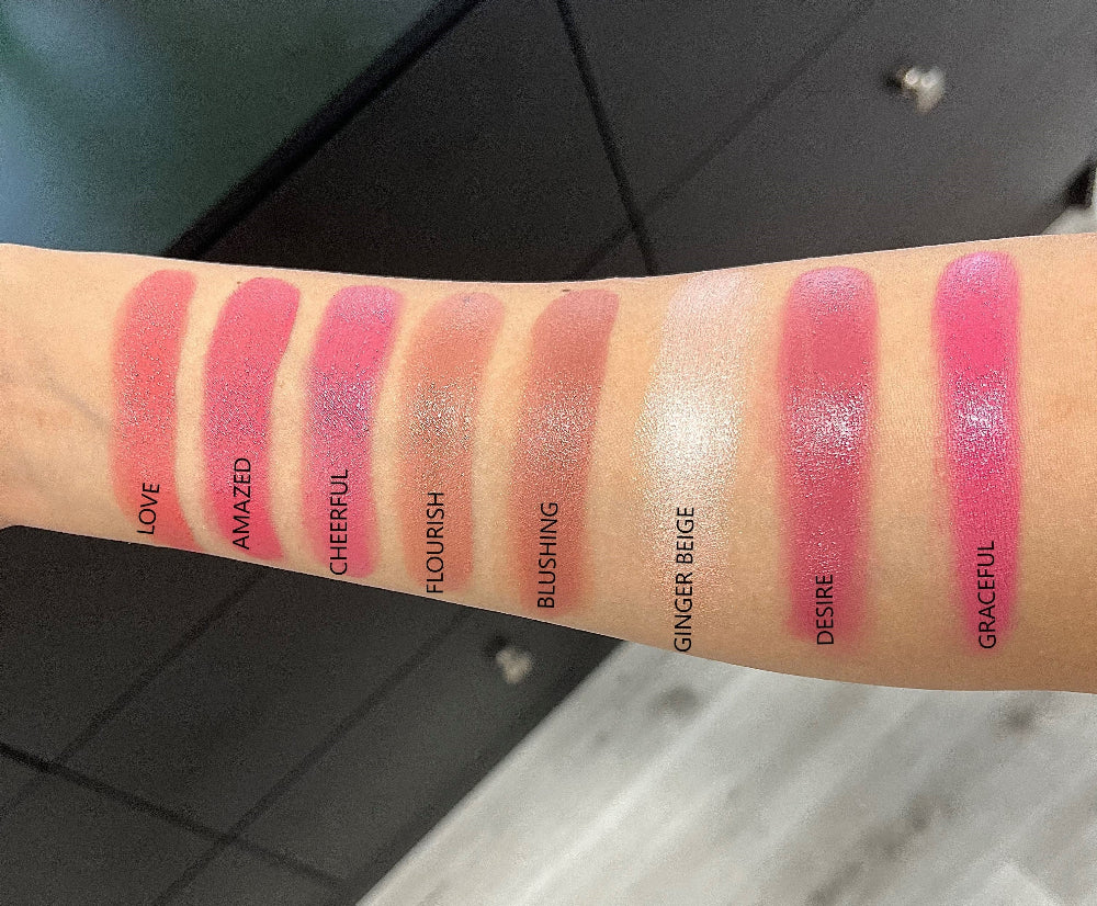 an arm with different swatch colors radiant flourish