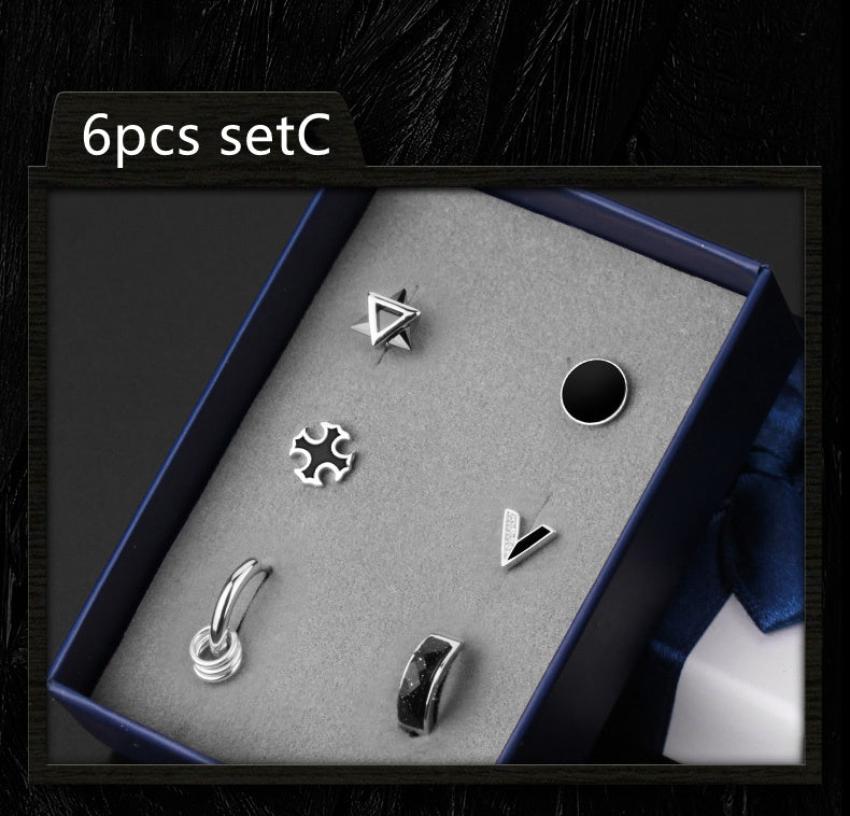 Six different ear studs in a gift box