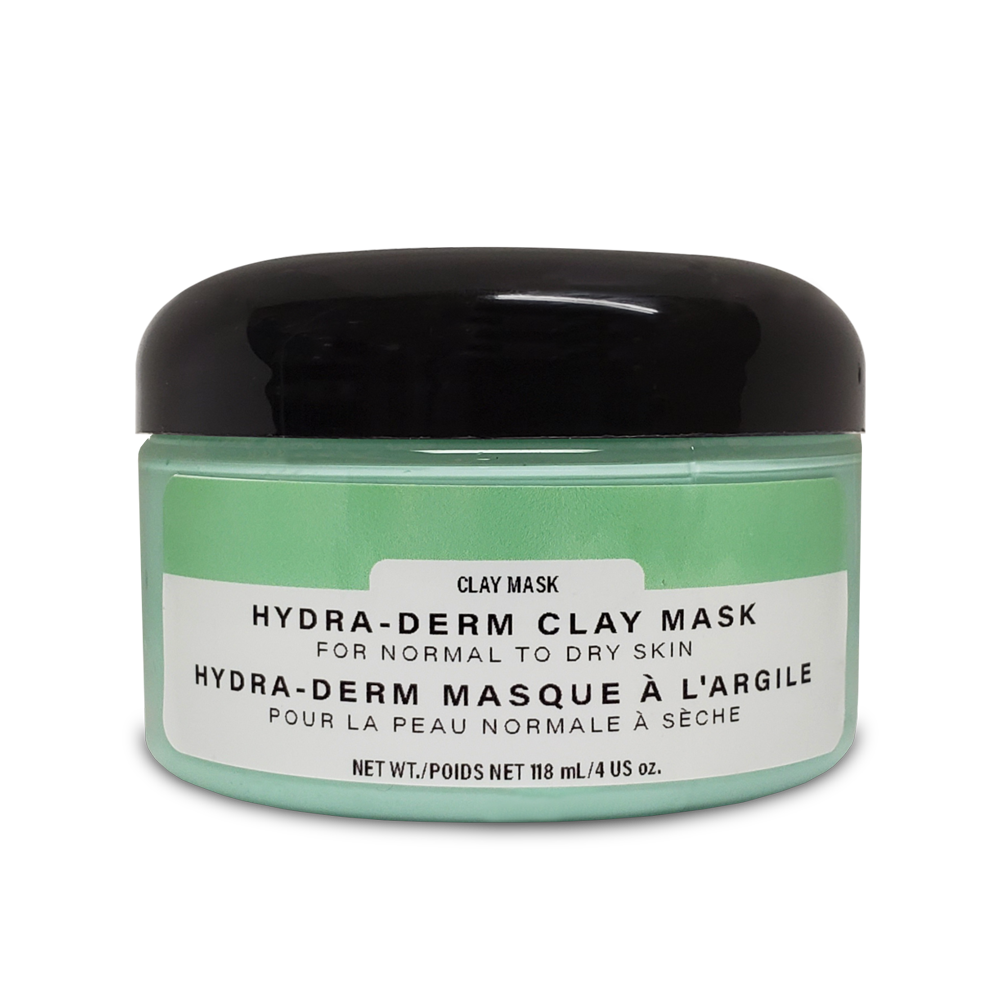 A container of green clay mask with a black cover