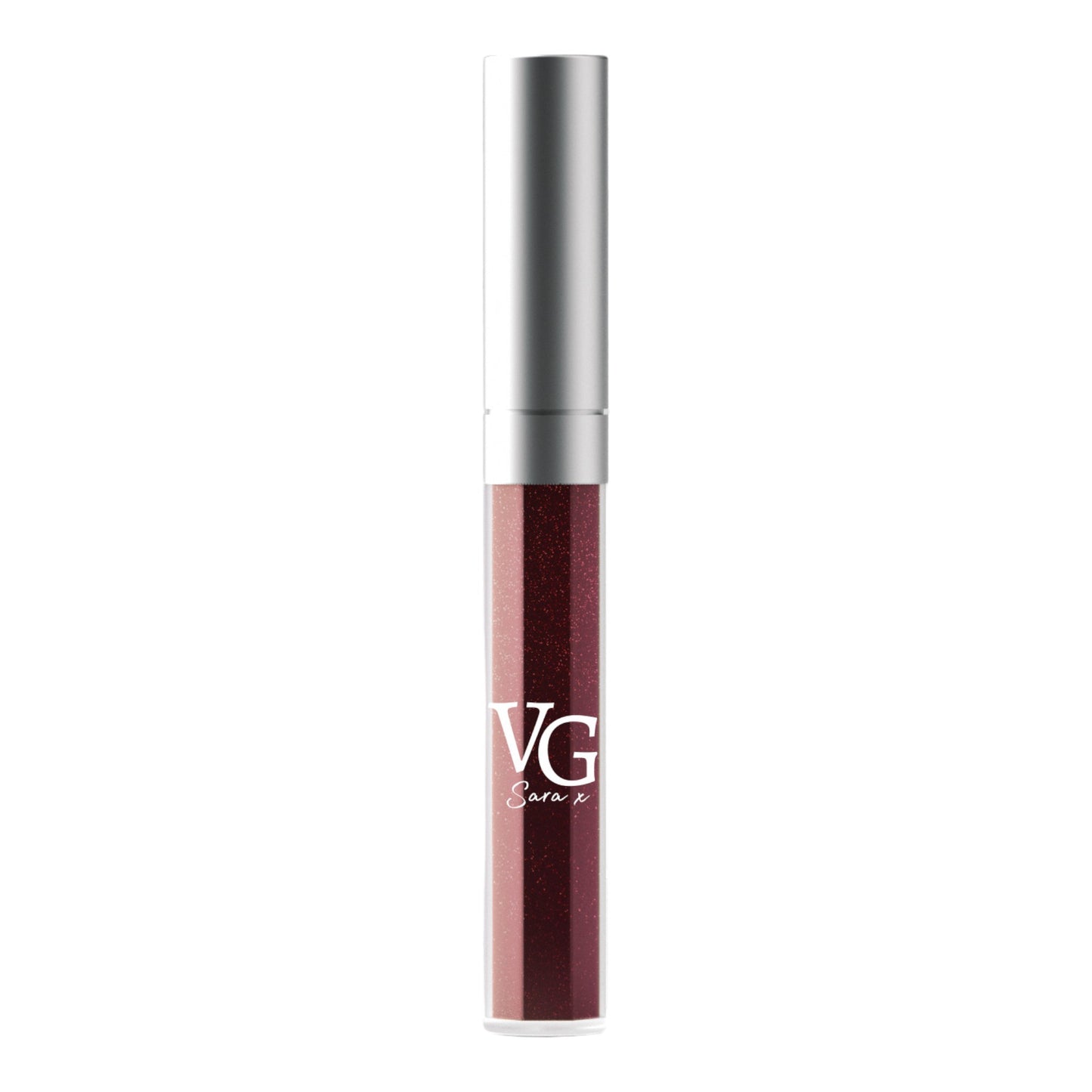 Brown Galactic Lip Gloss with Cosmic Glow effect on white surface