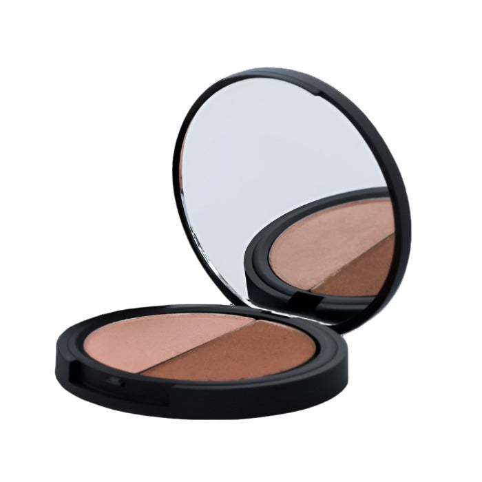 an elegant compact case opened with a mirrow