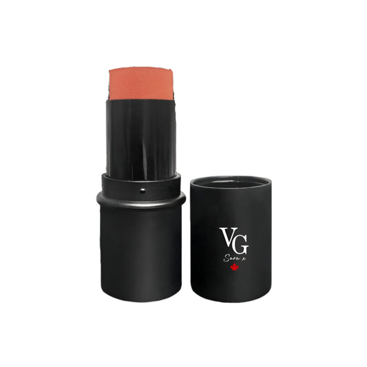 Blush stick opened with a logo