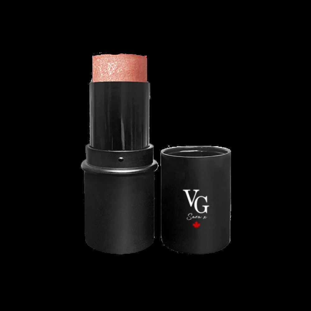 A highlighter stick in a black container in a black canvas