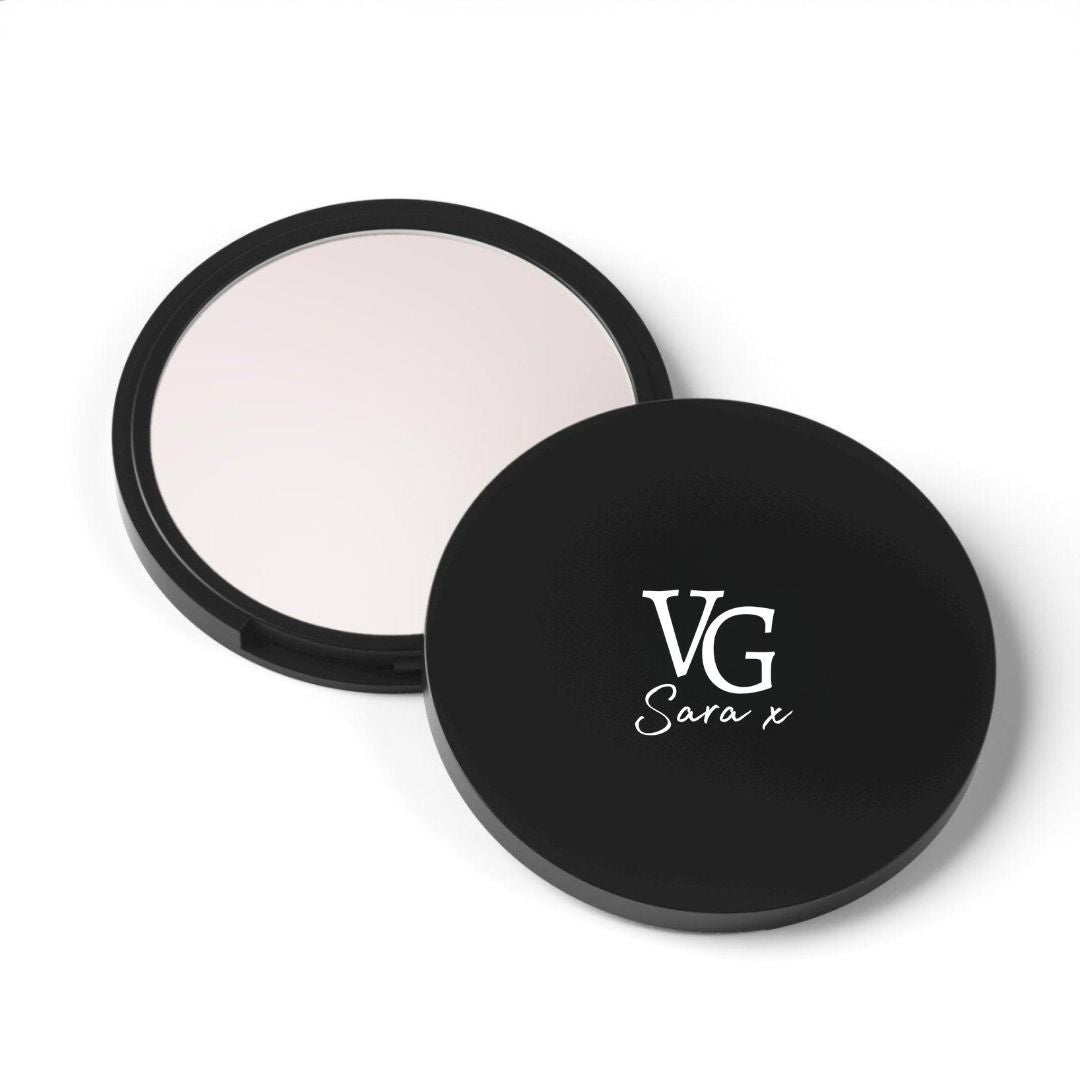 Opened round container of Cruelty-Free Hydrating Highlighter showing the product inside