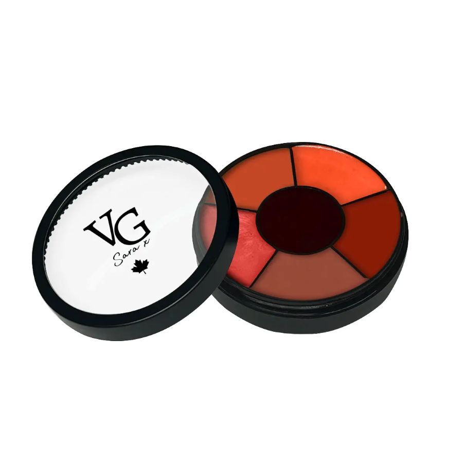 open lipstick wheel of colar shades with a logo Vg sara x on it