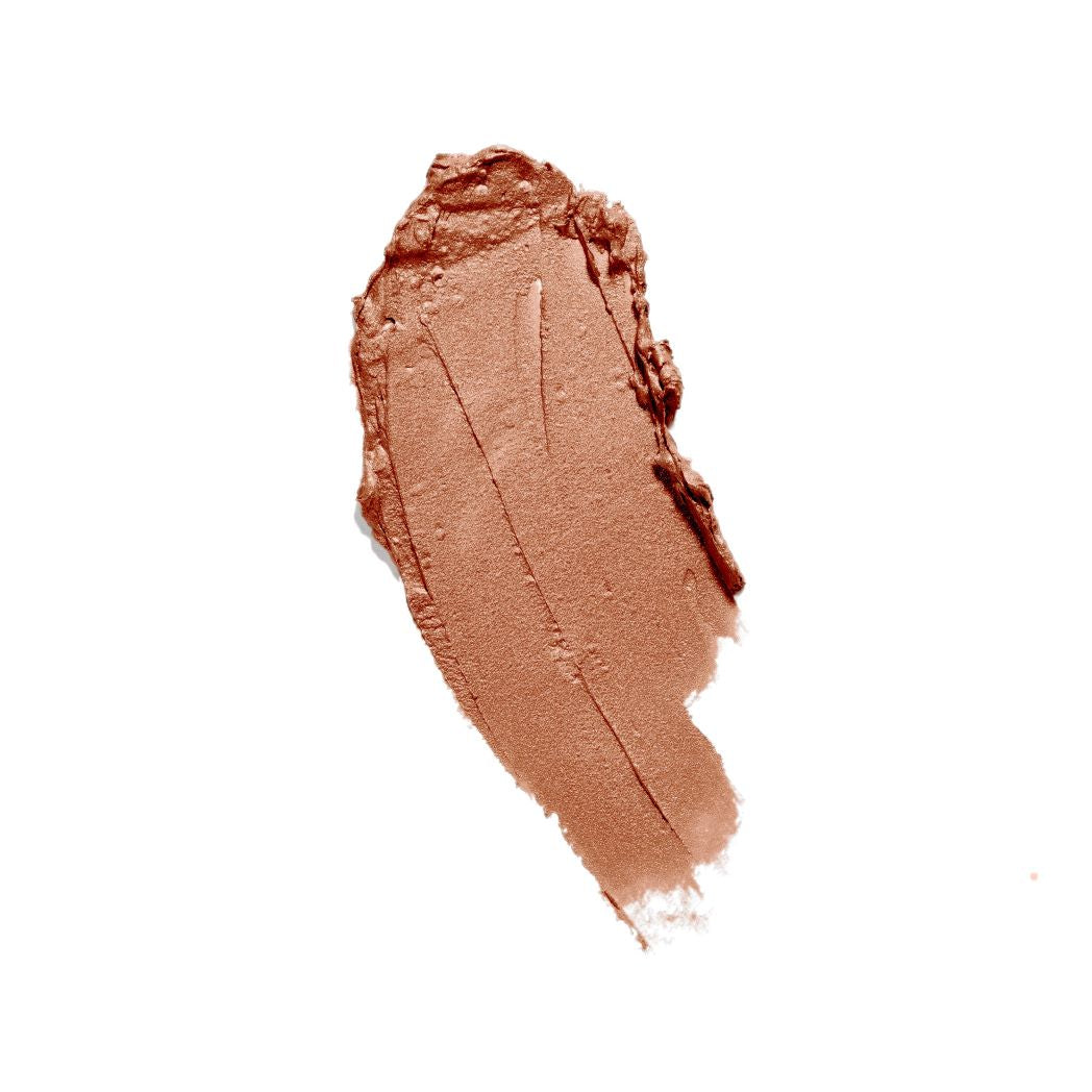 Gold rose shade satin lip color on a neutral background