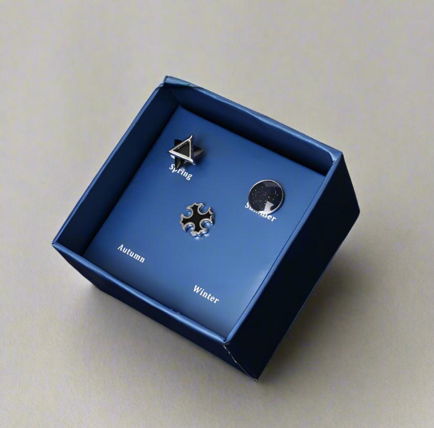 Silver Ear studs in a gift box model sansheng setC