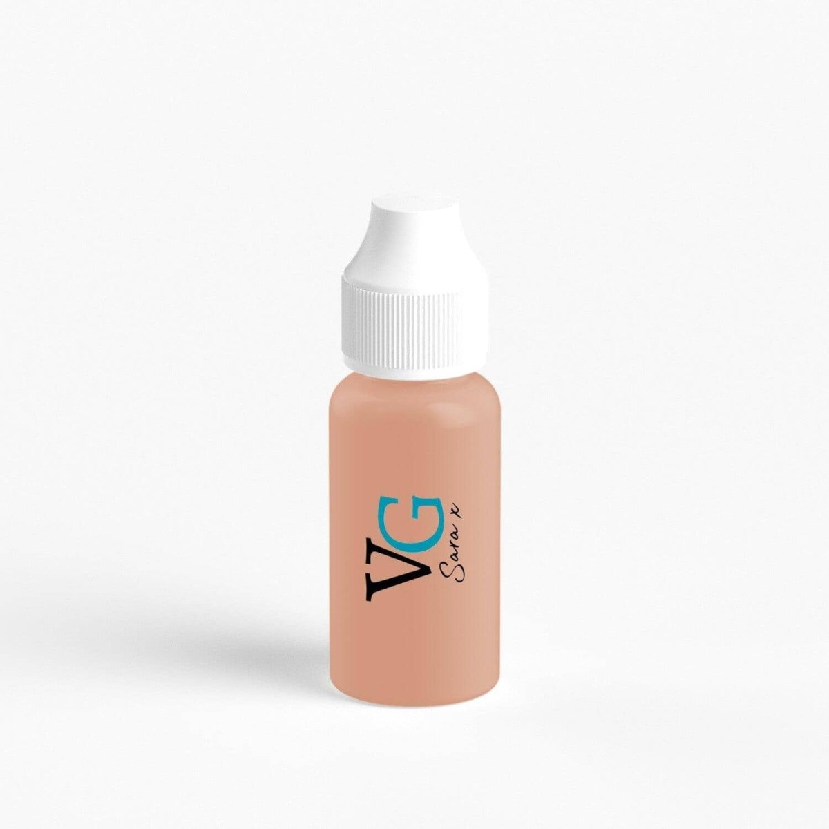 container of a sample of liquid foundation with a logo