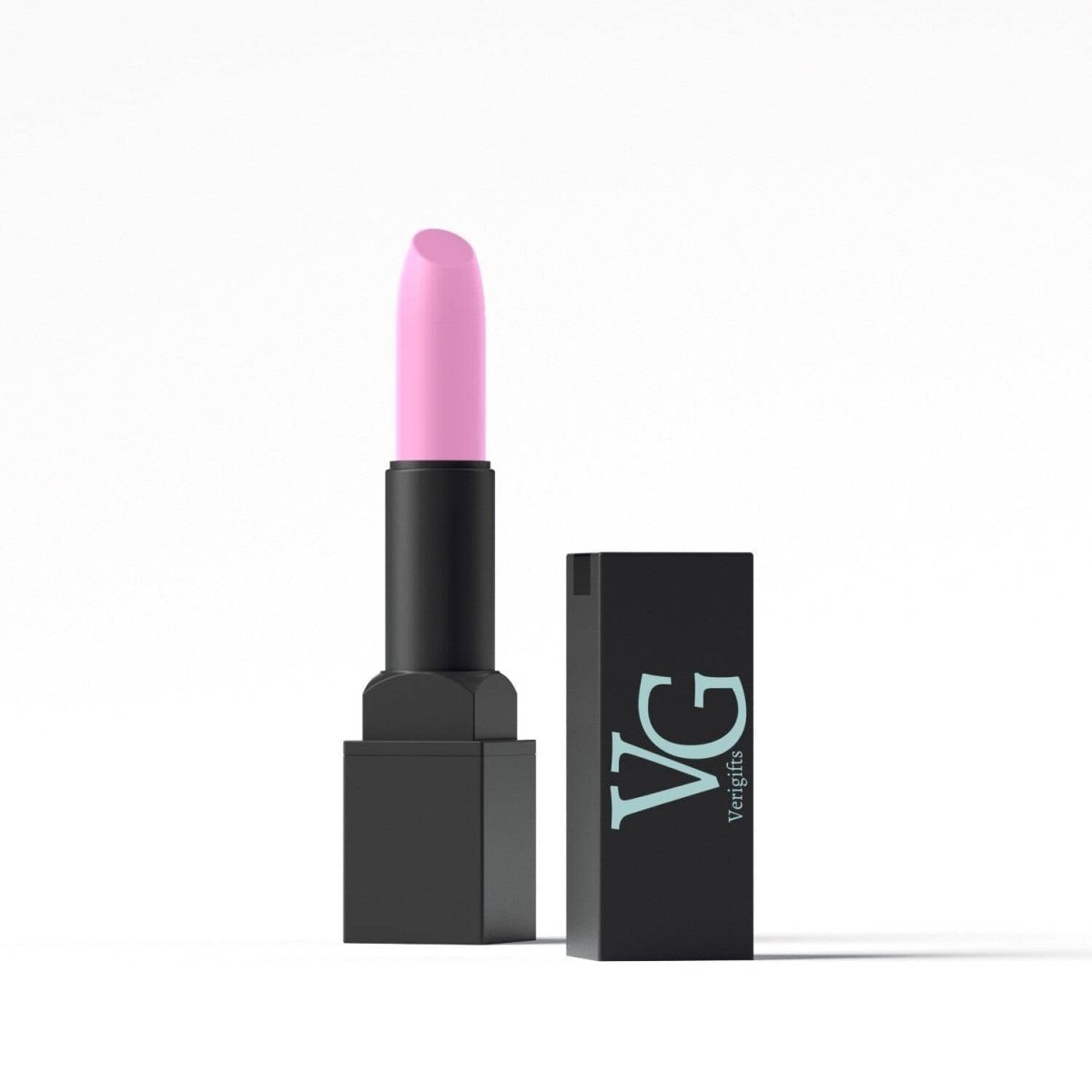 Open bar of pink matte lipstick in a white background
