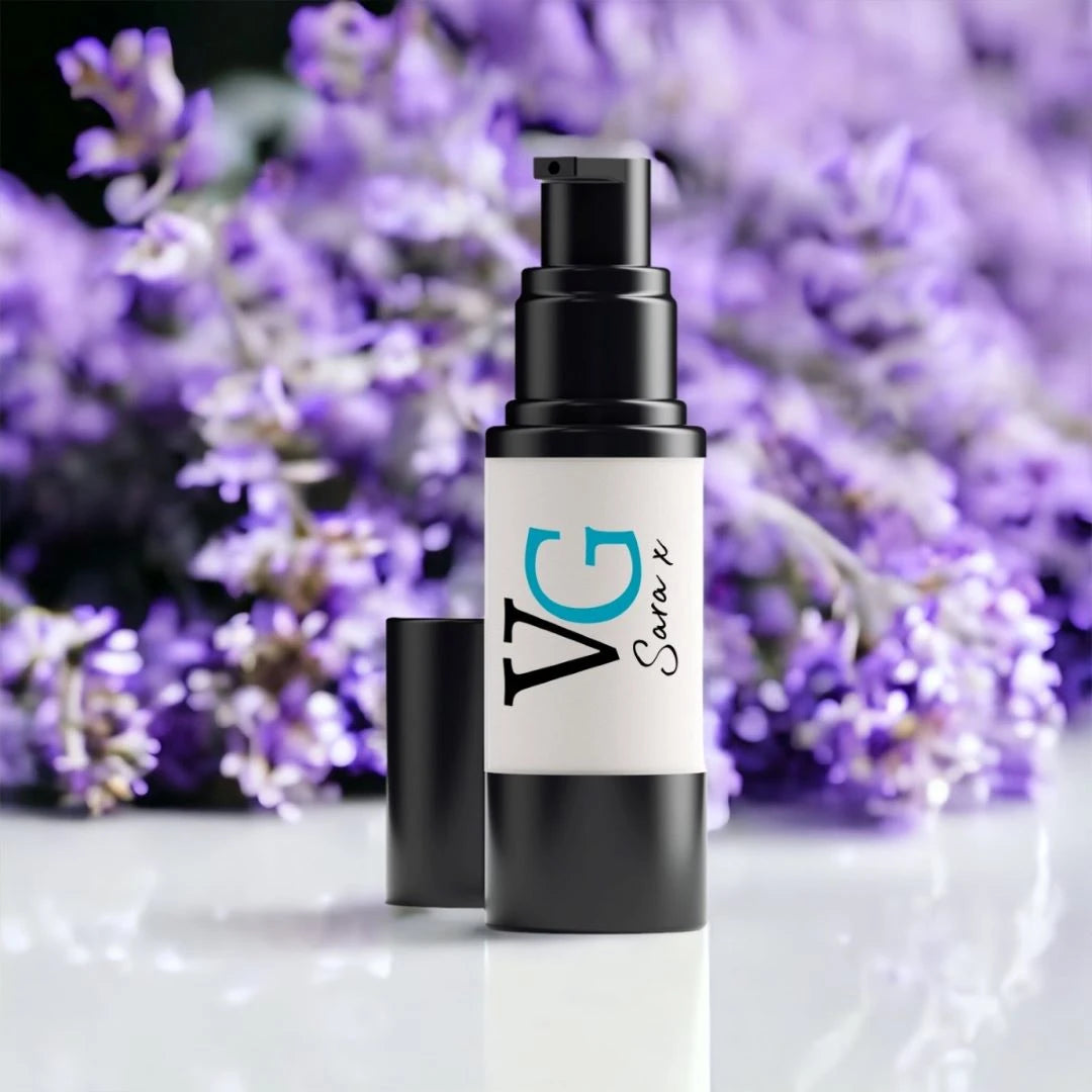 an elegant container of H20 based primer with logo VG Sara x