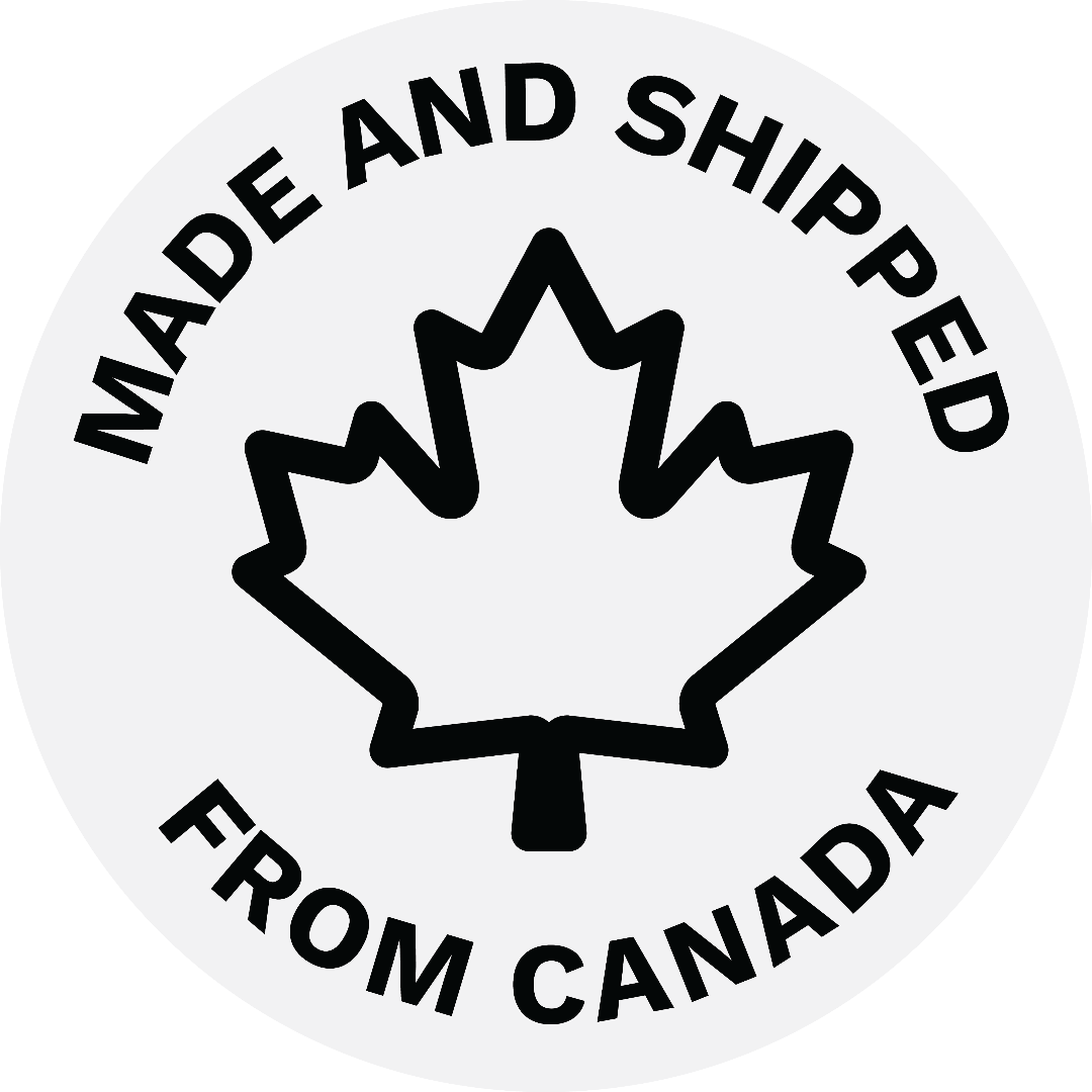 black ang white badge made and shipped from Canada