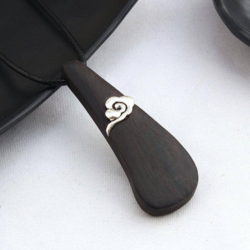 women long cotton and linen ebony wood pendant flower of love