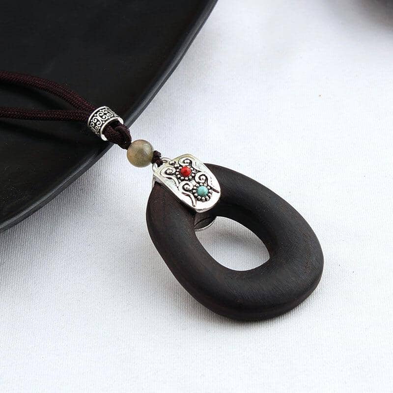 women long cotton and linen ebony wood pendant friendship unit