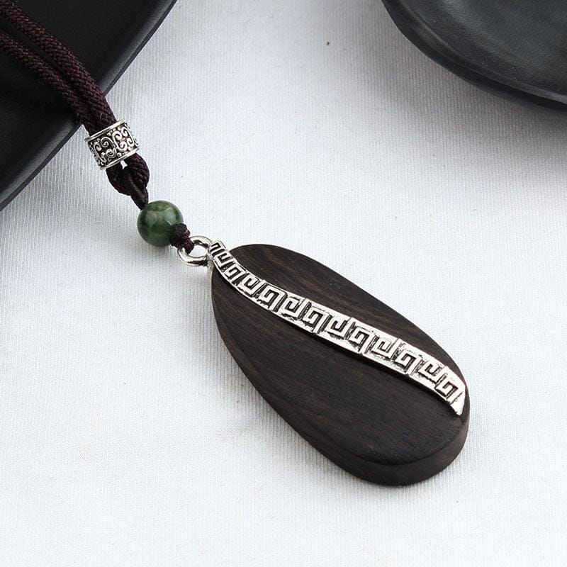 women long cotton and linen ebony wood pendant gothic style