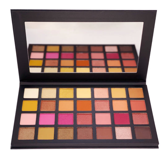  a eyeshadow palette 0f 28 shades on a white canvas 