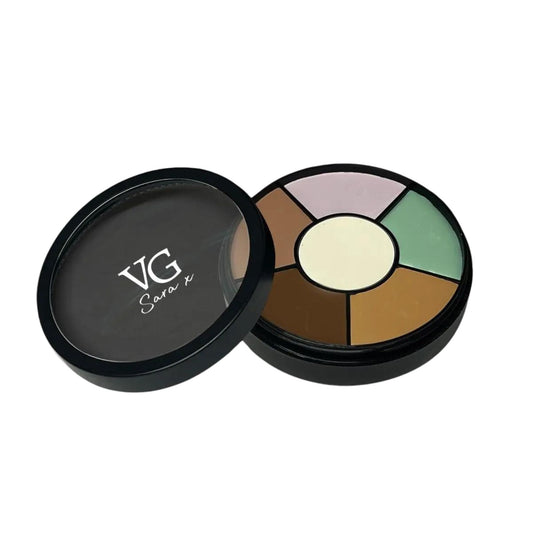 One corrector wheel wit six different shades with a logo in the cover top