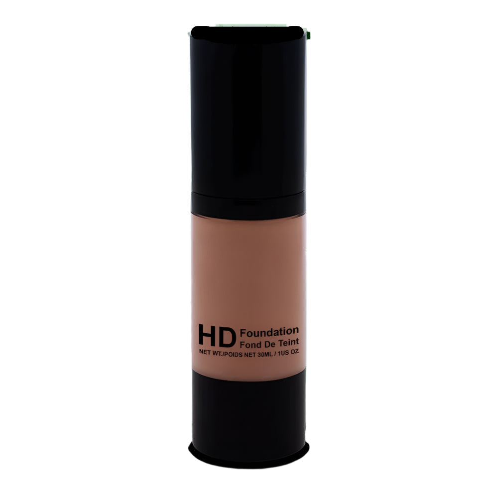 Hd foundation bottle on a white canvas showing the poid net
