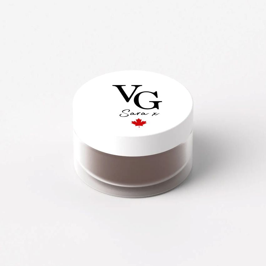 Jar with a white lid featuring 'VG' and a red maple leaf logo on a white background