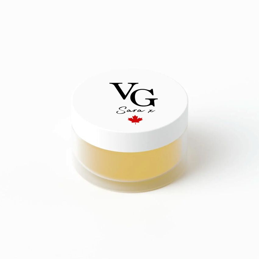 Jar of cream with a white lid featuring 'VG' branding on a white background