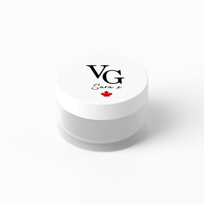 White container with 'VG Sara x' branding on a white background