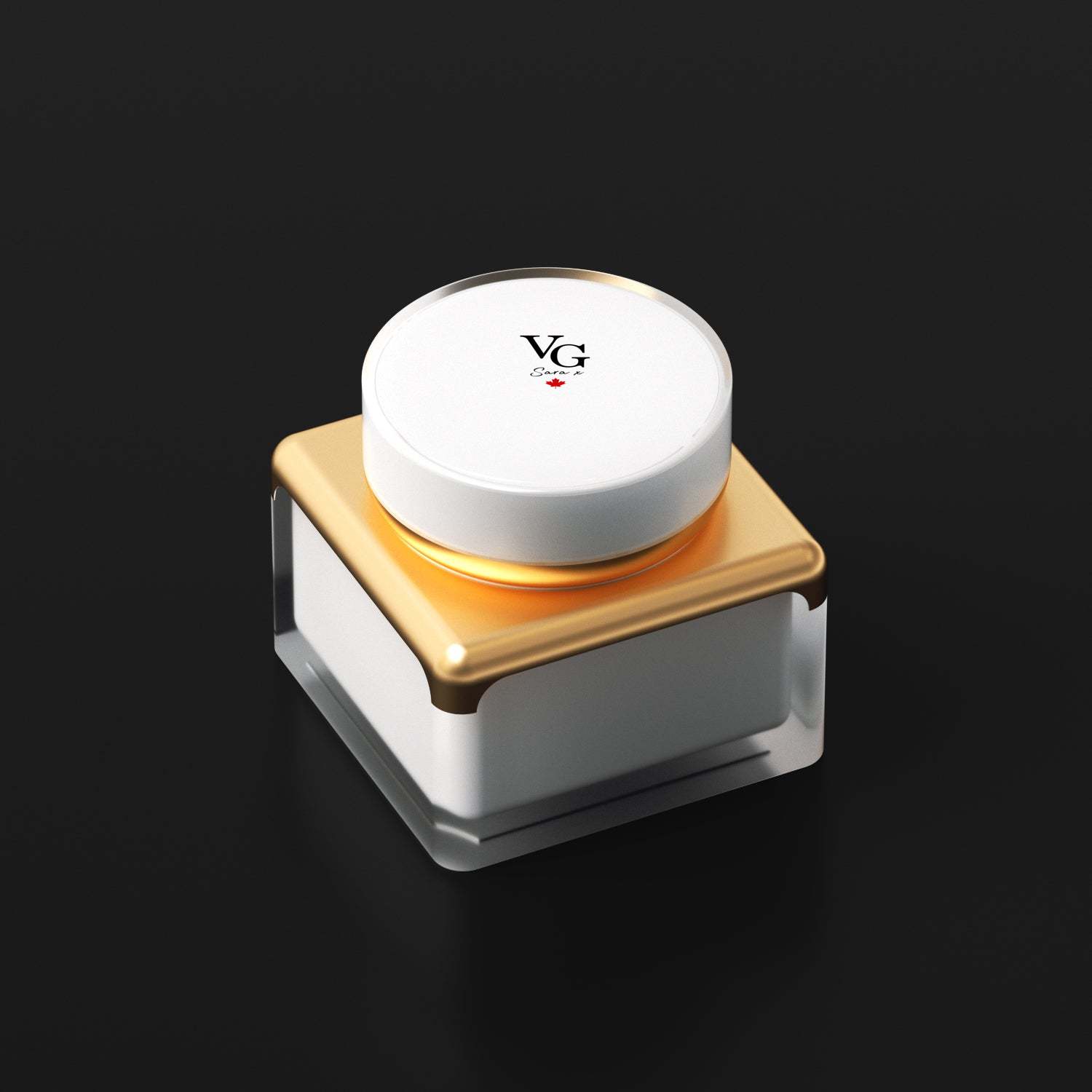 image of a  night cream container on a black canvas
