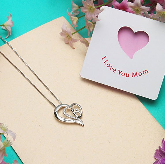 Elegant silver pendant necklace to express love to MOM