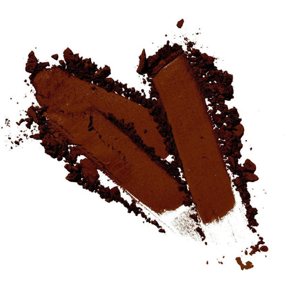A heart-shaped vegan matte eyeshadow in a chocolate hue presented on white