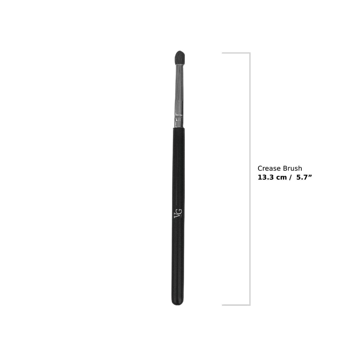 A crease brush with logo on a white canvas