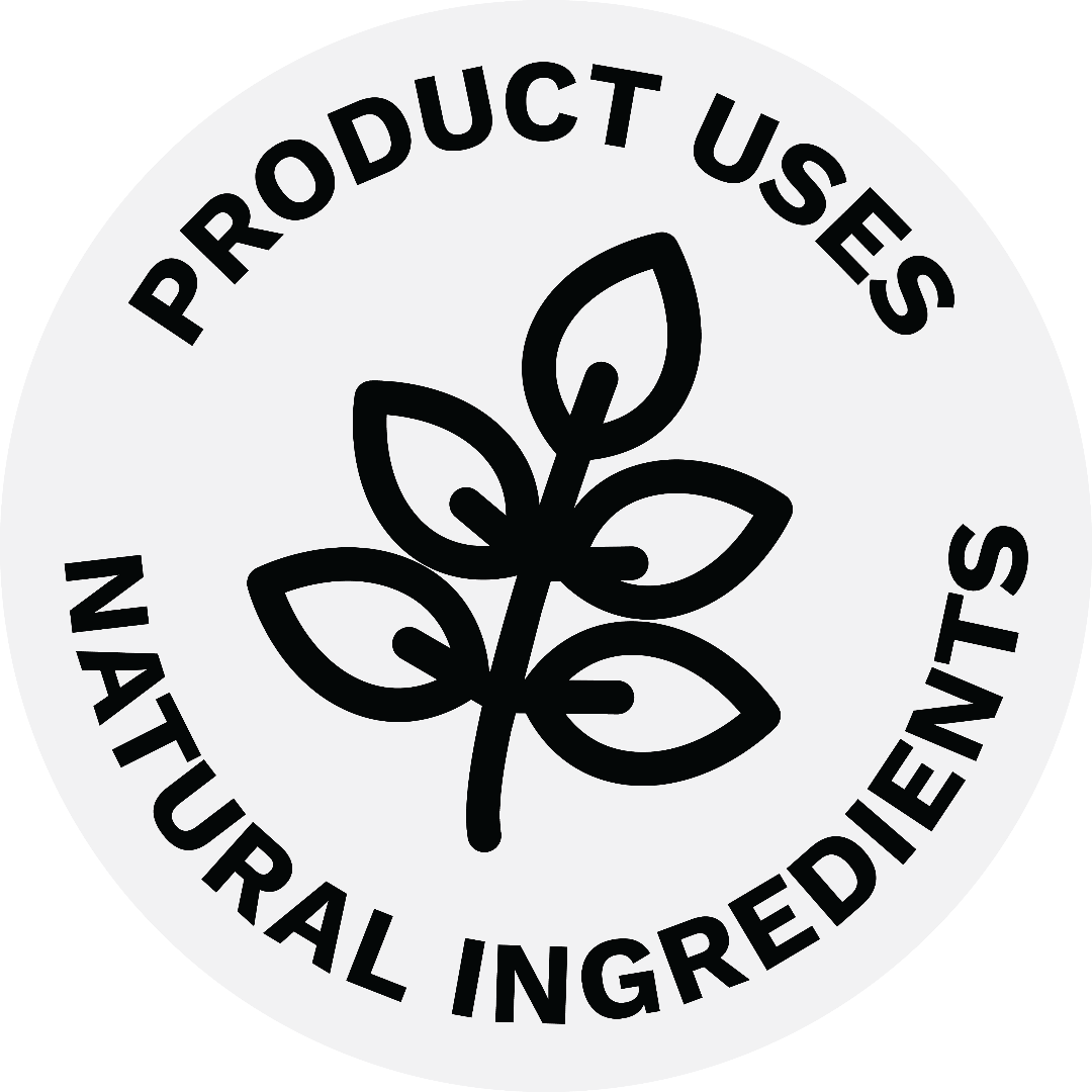 Black and white VG logo emphasizing natural ingredient usage